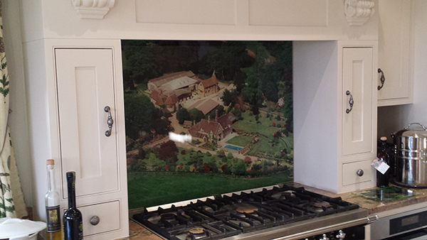 Splashback with digital image on the glass